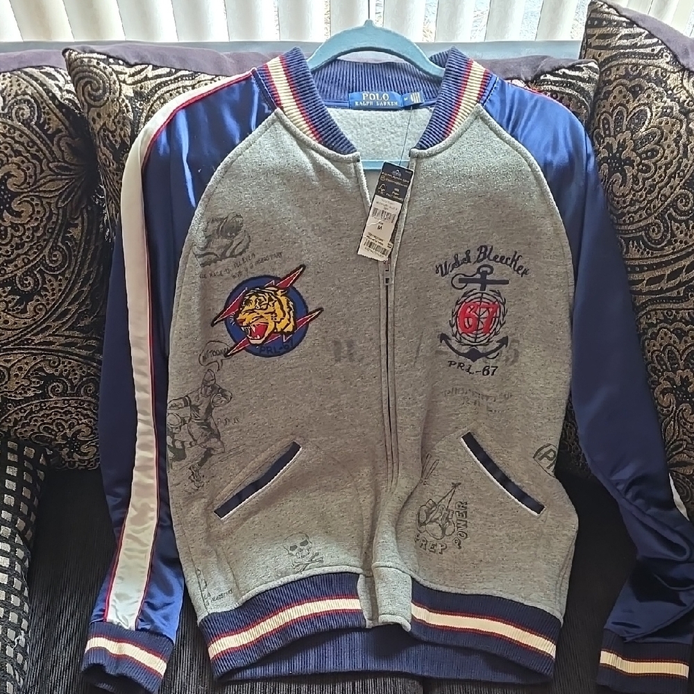 Ralph Lauren Blue and Gray Bomber Jacket